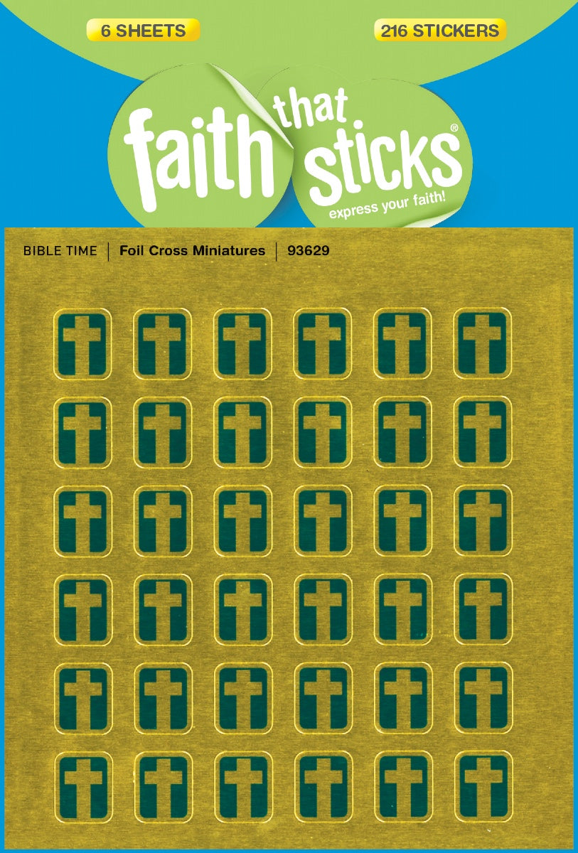Foil Cross Miniature Stickers 6 Sheets Set