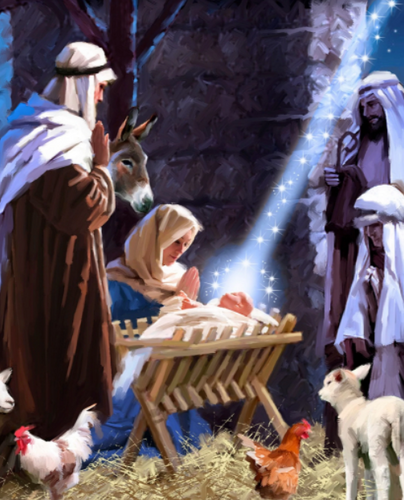 Four Seasons Nativity Digitally Printed Cotton Fabric Panel