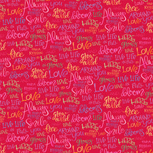 Full Bloom Red Writing Cotton Fabric