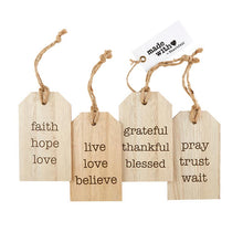 Faith Hope Love Jumbo Wood Scripture Tags 4 pc Set