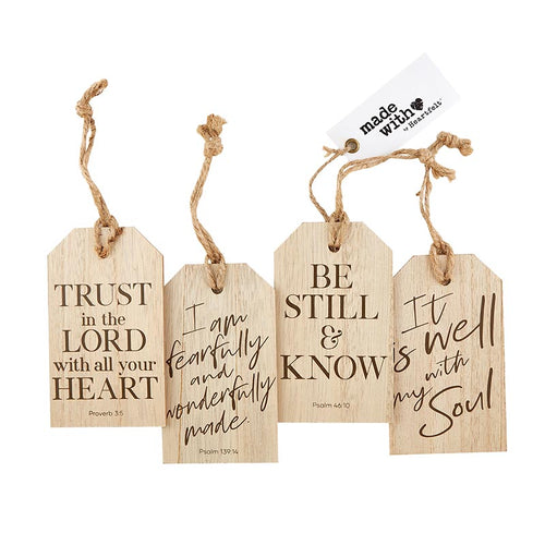 It Is Well Jumbo Wood Scripture Tags 4 pc Set