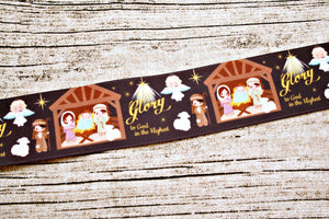 Glory To God In The Highest Christmas Nativity 1.5 inch Grosgrain Ribbon