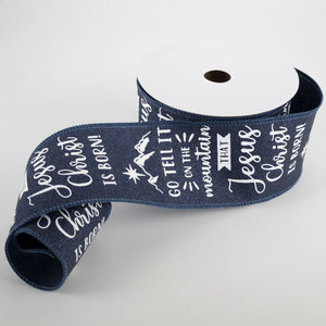 Go Tell It On The Mountain Navy Sparkle 2.5inch Wired Ribbon