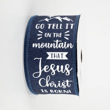 Go Tell It On The Mountain Navy Sparkle 2.5inch Wired Ribbon