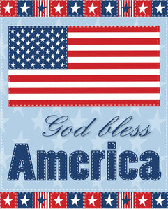 God Bless America Stars and Stripes Cotton Fabric Panel