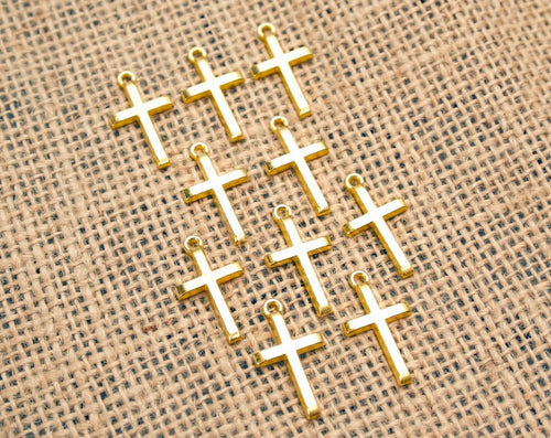 Pocket Prayer Gold Cross Charms Set 10 ct