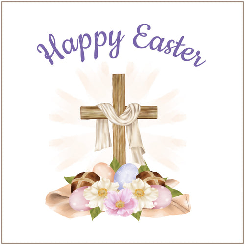 Happy Easter Cross JUMBO 10.5 inch Fabric Art Panel