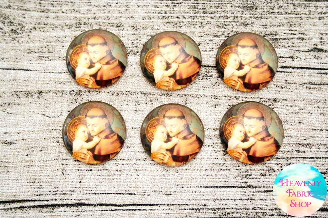 Saint Anthony Glass Dome Cabochons 6ct