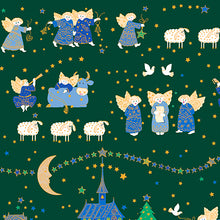 Holiday Minis Metallic Nativity Forest Green Cotton Fabric