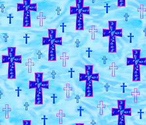 How Sweet The Sound Blue Crosses Cotton Fabric