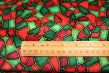 Born Is The King Red Green Stained Glass MINKY Fabric