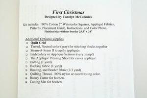 First Christmas Watercolor Quilt Pattern Kit