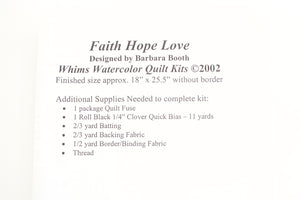 Faith Hope Love Watercolor Quilt Pattern Kit