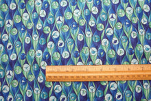 Reflections Buds Green and Blue Stained Glass Cotton Fabric