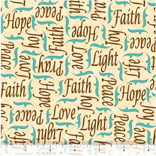Instruments of Peace Inspirational Words Tan Cotton Fabric