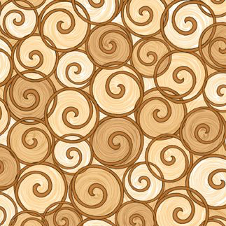 Instruments of Peace Tan Scroll Cotton Fabric