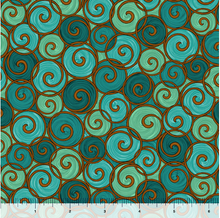 Instruments of Peace Teal Scroll Cotton Fabric