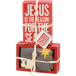 Jesus Is The Reason Block Sign & Socks Set