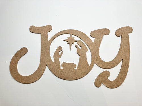 Joy Word Nativity 12 inch MDF Wood Cut Shape