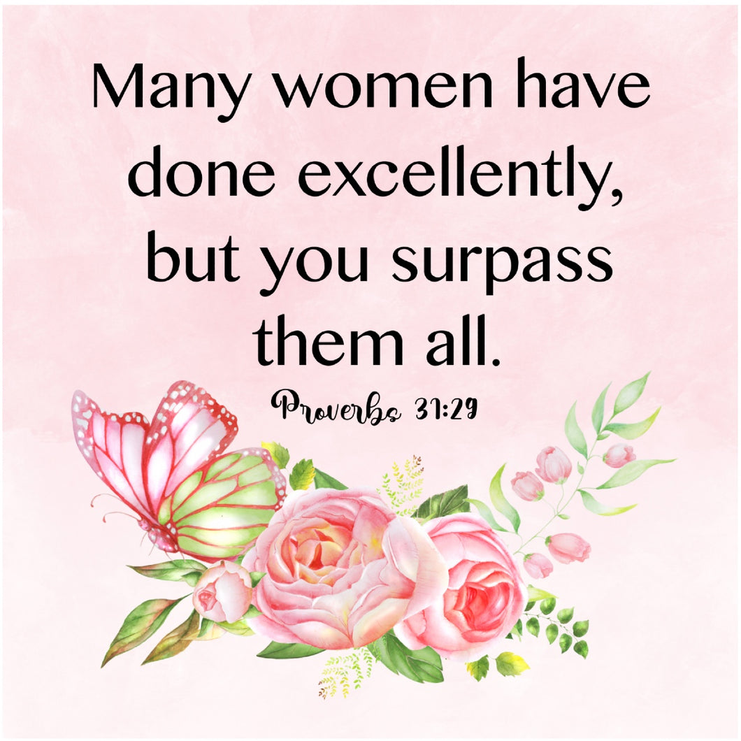 Many Women Proverbs 31:29 6 inch Mini Fabric Panel