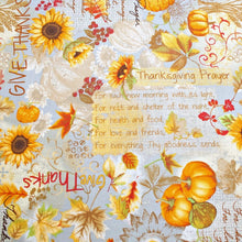 Songbook Harvest Thanksgiving Prayer Blue Cotton Fabric