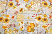 Songbook Harvest Thanksgiving Prayer Blue Cotton Fabric