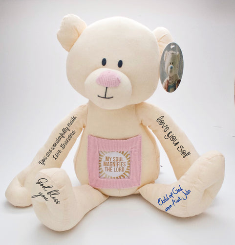 Pink Write On Message Bear Stuffed Toy