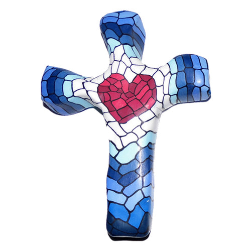 Mosaic Heart Pocket Cross