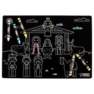 Chalkboard Nativity Placemat & Chalk Crayons Set