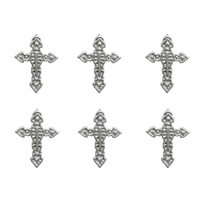 Ornate Silver Cross 6pc Buttons Set