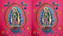 Our Lady of Guadalupe Folklorico Pink Cotton Fabric Panel
