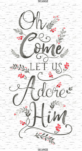 Oh Come Let Us Adore Him Cotton Fabric Panel
