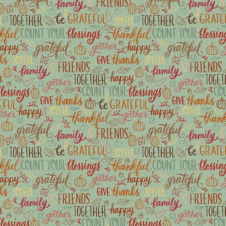 Fall Harvest Thankful Blessings Cotton Fabric