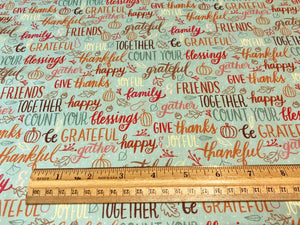 Fall Harvest Thankful Blessings Cotton Fabric