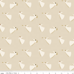 Oh Holy Night Angels Linen Gold Metallic Cotton Fabric