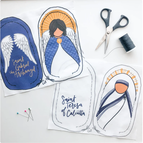 Saints Teresa and Gabriel DIY Doll Cotton Fabric Panel Set