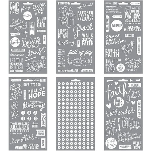 Sticks Faith White 6pc Sticker Sheets Set
