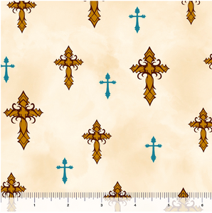 Amazing Grace Cream Crosses Cotton Fabric