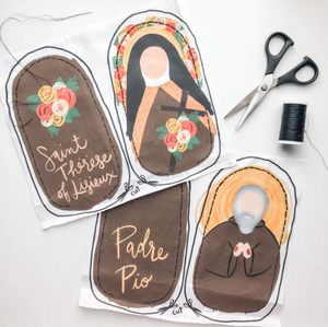 Saints Therese of Lisieux & Padre Pio DIY Doll Cotton Fabric Panel Set