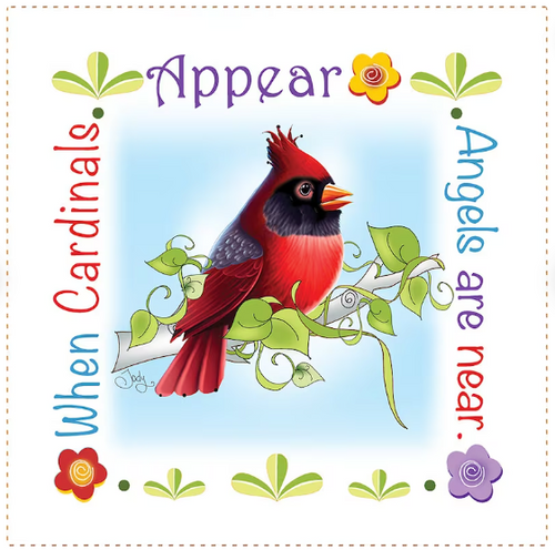 When Cardinals Appear Angels Are Near 6 inch Mini Fabric Art Panel