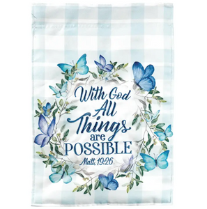 With God All Things Matthew 19:26 Embroidered 13x18 Garden Flag