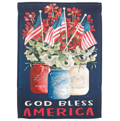God Bless America Mason Jars 13x18 Garden Flag