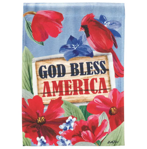 God Bless America Cardinal 13x18 Garden Flag