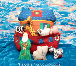 Noah's Ark Soft Toy Set Cotton Fabric Panel