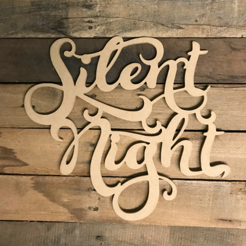 Silent Night Word Nativity 12 inch MDF Wood Cut Shape