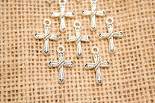 Pocket Prayer Silver Etched Cross Charms Set 10 ct