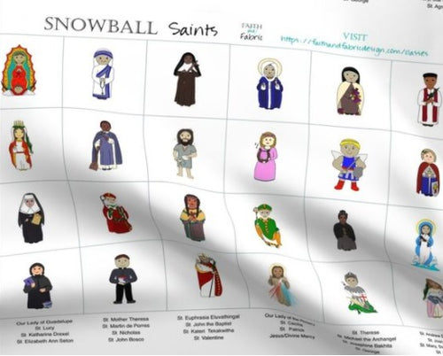 Snowball Saints 24 Block Cotton Fabric Panel