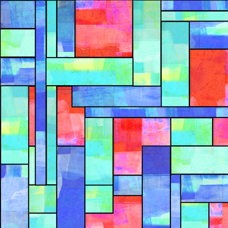Stained Glass Window Blocks Cotton Fabric
