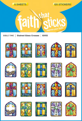 Stained Glass Crosses Stickers 6 Sheets Set
