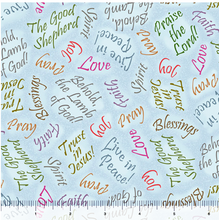 The Good Shepherd Religious Words Blue Cotton Fabric